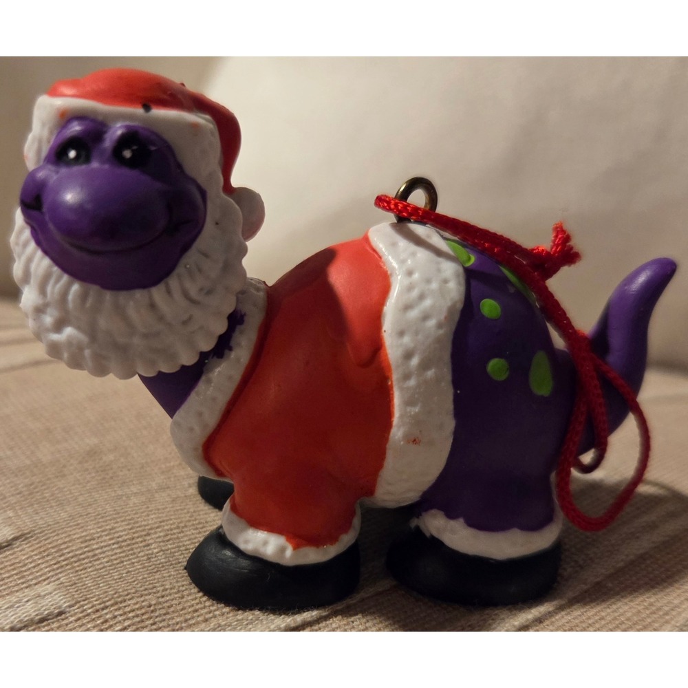 Vtg House of Lloyd 1993 Santa Dinosaur Christmas Ornament Purple‎ Brontosaurus